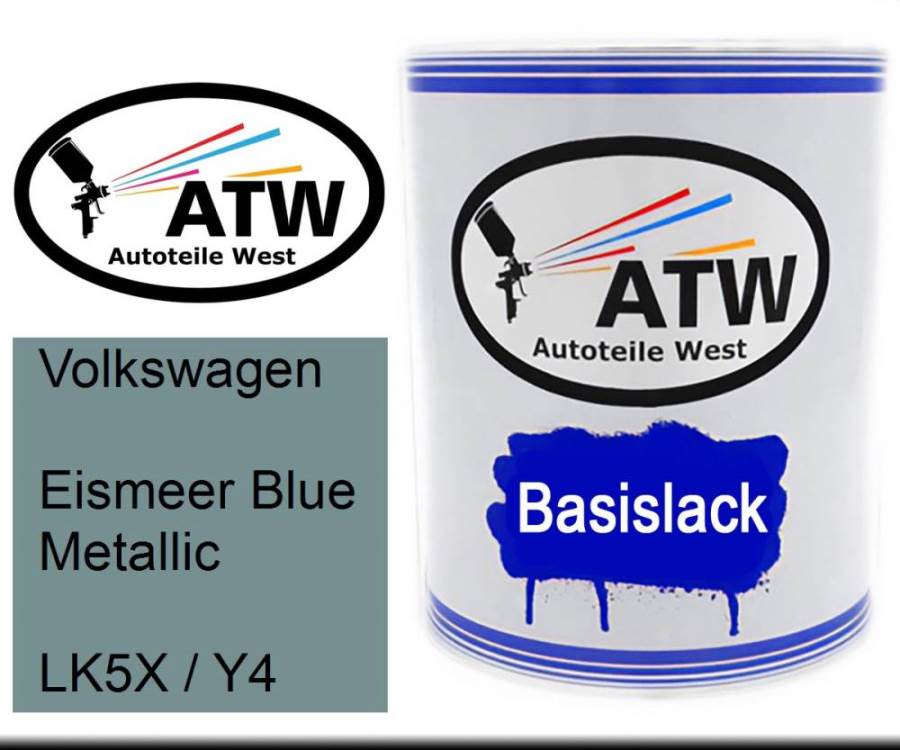 Volkswagen, Eismeer Blue Metallic, LK5X / Y4: 1L Lackdose, von ATW Autoteile West.